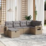 Casa si Gradina - Gradina si terasa - Mobilier exterior - Seturi mobila gradina - Set canapele de gradina, 6 piese, cu perne, bej, poliratan - Infinity.ro