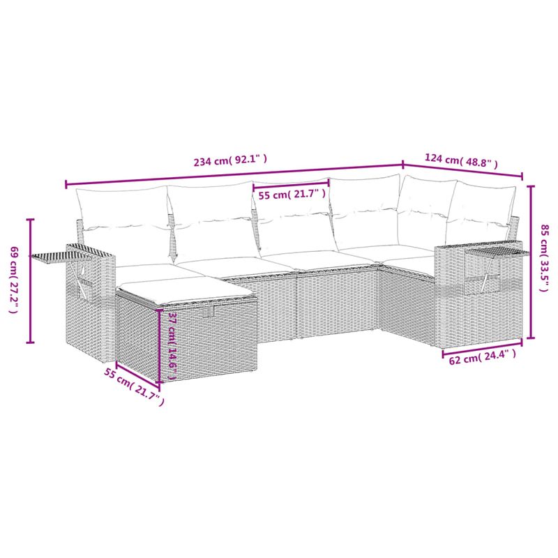 Casa si Gradina - Gradina si terasa - Mobilier exterior - Seturi mobila gradina - Set canapele de gradina, 6 piese, cu perne, bej, poliratan - Infinity.ro