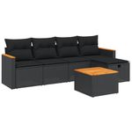 Casa si Gradina - Gradina si terasa - Mobilier exterior - Seturi mobila gradina - Set mobilier de gradina cu perne, 6 piese, negru, poliratan - Infinity.ro