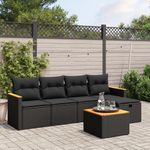 Casa si Gradina - Gradina si terasa - Mobilier exterior - Seturi mobila gradina - Set mobilier de gradina cu perne, 6 piese, negru, poliratan - Infinity.ro