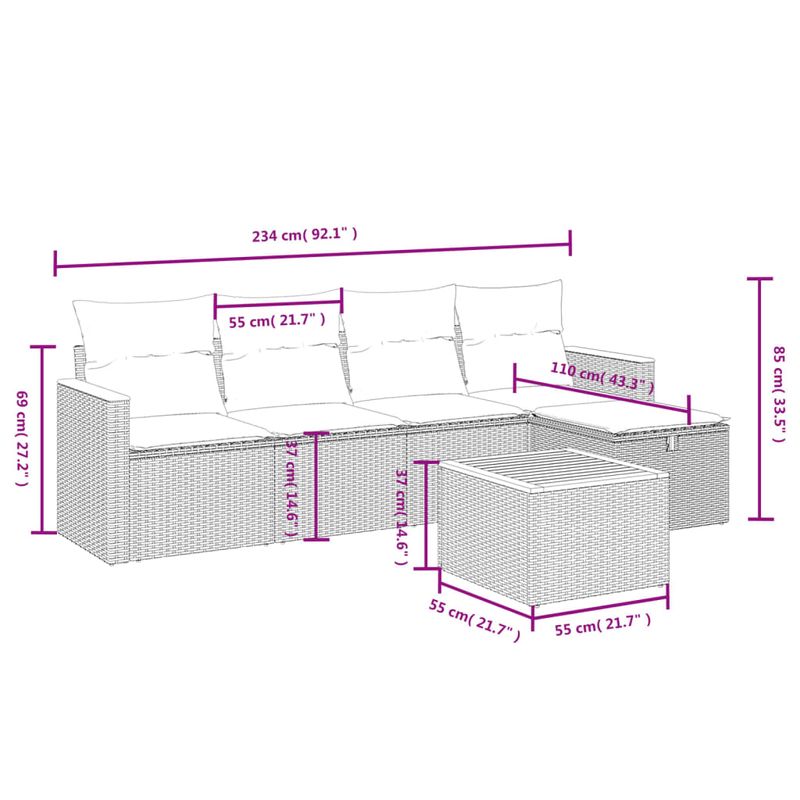Casa si Gradina - Gradina si terasa - Mobilier exterior - Seturi mobila gradina - Set mobilier de gradina cu perne, 6 piese, negru, poliratan - Infinity.ro
