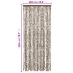 Casa si Gradina - Textile si covoare - Rulouri si jaluzele - Perdea pentru insecte, gri taupe si alb, 100x200 cm, chenille - Infinity.ro