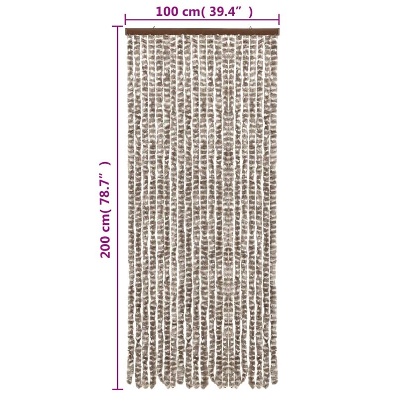 Casa si Gradina - Textile si covoare - Rulouri si jaluzele - Perdea pentru insecte, gri taupe si alb, 100x200 cm, chenille - Infinity.ro