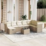 Casa si Gradina - Gradina si terasa - Mobilier exterior - Seturi mobila gradina - Set canapele de gradina, 9 piese, cu perne, bej, poliratan - Infinity.ro