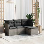 Casa si Gradina - Gradina si terasa - Mobilier exterior - Seturi mobila gradina - Set canapea de gradina cu perne, 4 piese, gri, poliratan - Infinity.ro