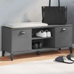 Casa si Gradina - Mobilier - Organizare si depozitare - Organizator incaltaminte - Banca pantofi „VIKEN” gri antracit 106x35x45 cm lemn masiv pin - Infinity.ro