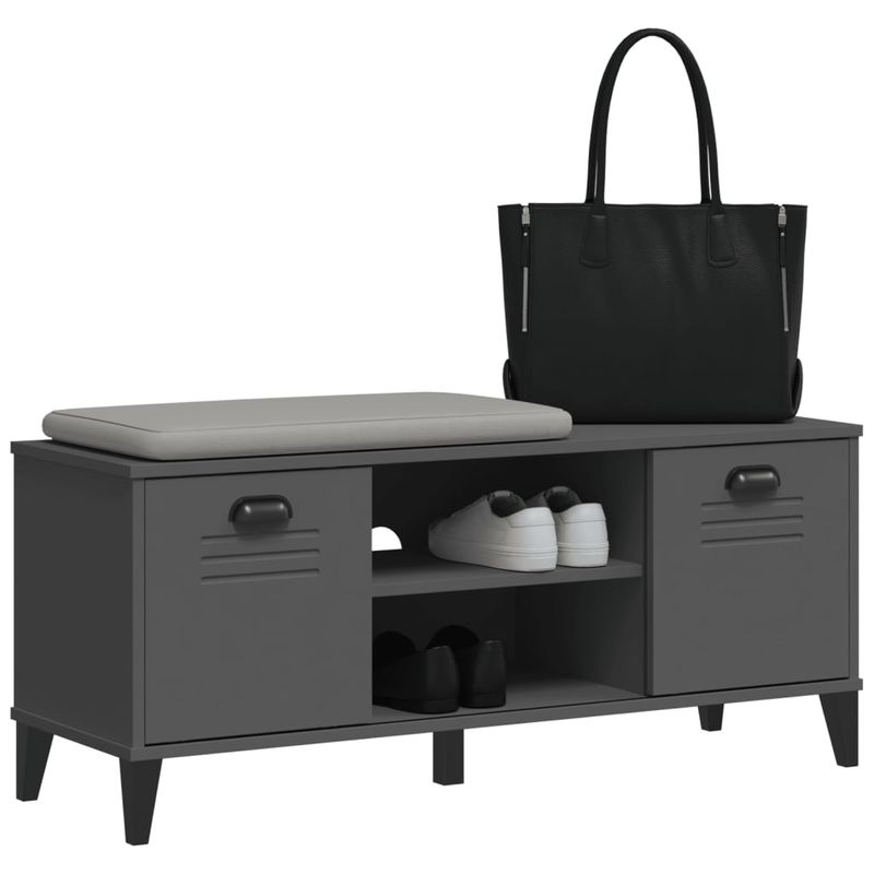 Casa si Gradina - Mobilier - Organizare si depozitare - Organizator incaltaminte - Banca pantofi „VIKEN” gri antracit 106x35x45 cm lemn masiv pin - Infinity.ro