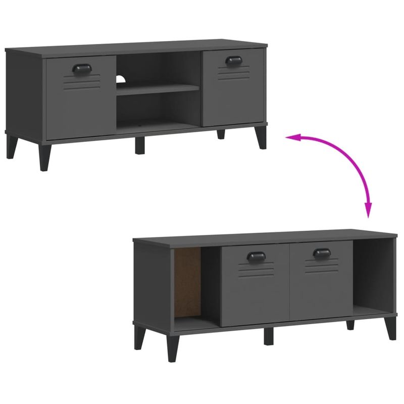 Casa si Gradina - Mobilier - Organizare si depozitare - Organizator incaltaminte - Banca pantofi „VIKEN” gri antracit 106x35x45 cm lemn masiv pin - Infinity.ro