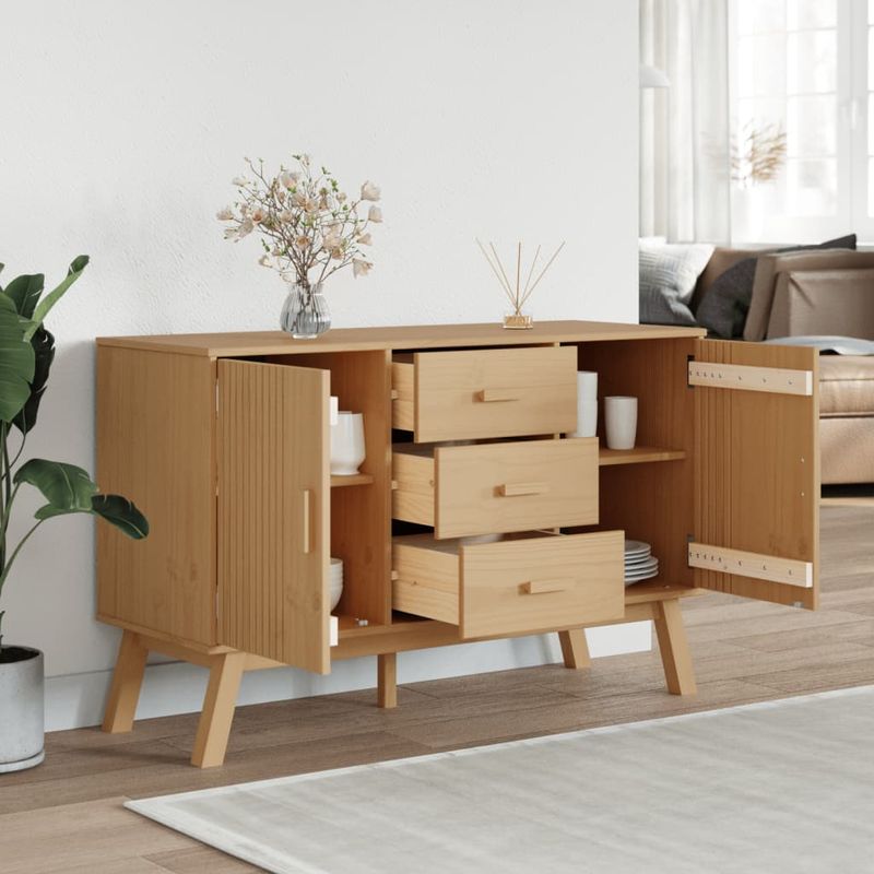 Casa si Gradina - Mobilier - Comode si corpuri - Comode - Dulap "OLDEN", maro, 114x43x73,5 cm, lemn masiv pin - Infinity.ro