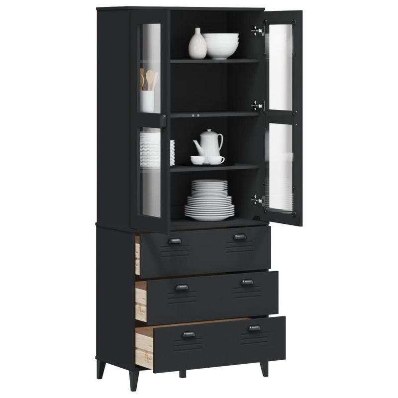 Casa si Gradina - Mobilier - Comode si corpuri - Corpuri bucatarie - Dulap inalt „VIKEN”, negru, 80x40x190 cm, lemn masiv de pin - Infinity.ro