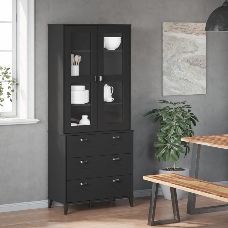 Casa si Gradina - Mobilier - Comode si corpuri - Corpuri bucatarie - Dulap inalt „VIKEN”, negru, 80x40x190 cm, lemn masiv de pin - Infinity.ro