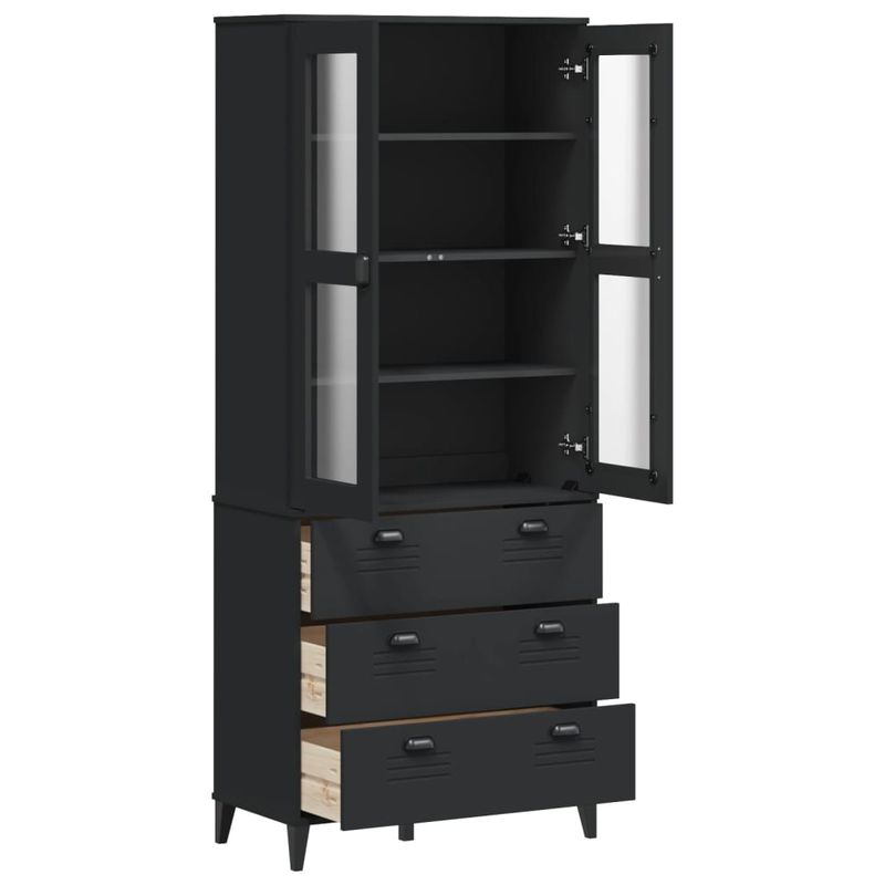 Casa si Gradina - Mobilier - Comode si corpuri - Corpuri bucatarie - Dulap inalt „VIKEN”, negru, 80x40x190 cm, lemn masiv de pin - Infinity.ro
