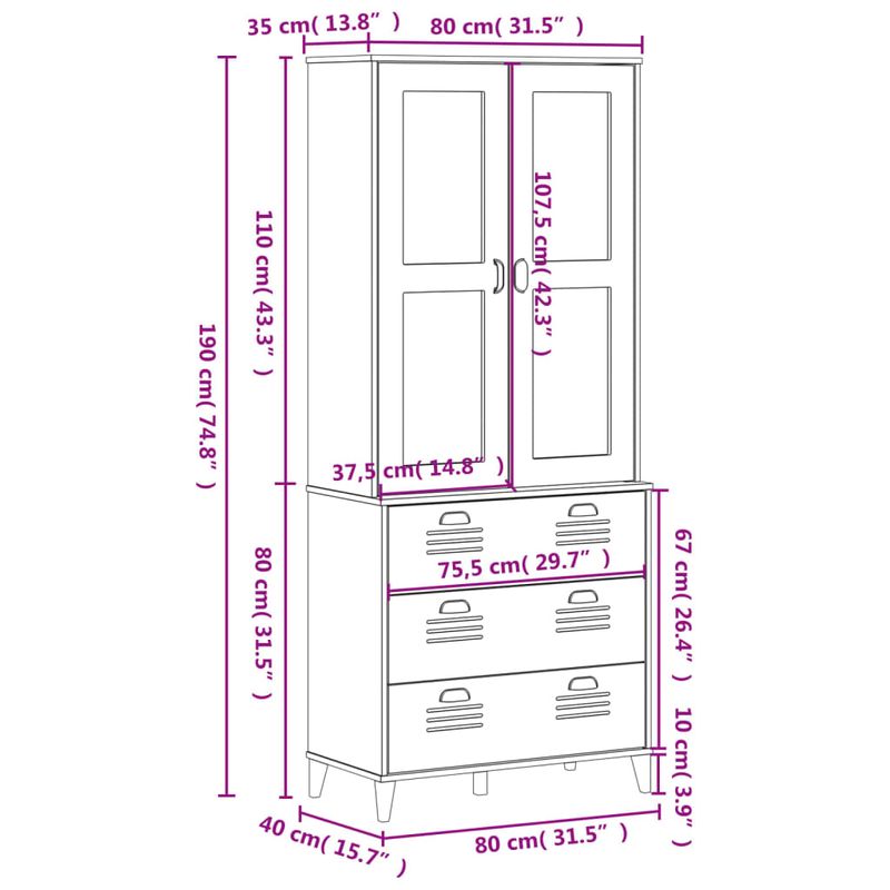 Casa si Gradina - Mobilier - Comode si corpuri - Corpuri bucatarie - Dulap inalt „VIKEN”, negru, 80x40x190 cm, lemn masiv de pin - Infinity.ro