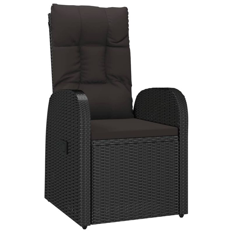 Casa si Gradina - Gradina si terasa - Mobilier exterior - Scaune si sezlonguri gradina - Scaune de gradina rabatabile cu perne, 2 buc., negru poliratan - Infinity.ro