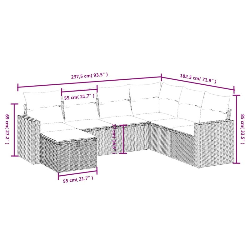 Casa si Gradina - Gradina si terasa - Mobilier exterior - Seturi mobila gradina - Set canapele de gradina cu perne, 7 piese, negru, poliratan - Infinity.ro
