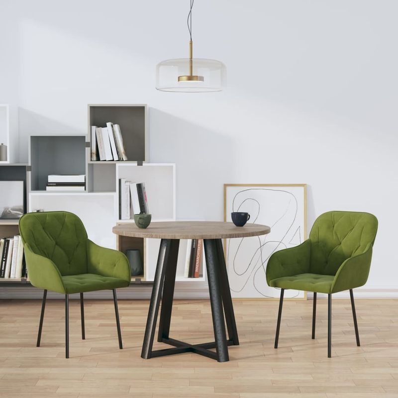 Casa si Gradina - Mobilier - Scaune si fotolii - Scaune - Scaune de bucatarie, 2 buc., verde deschis, catifea - Infinity.ro