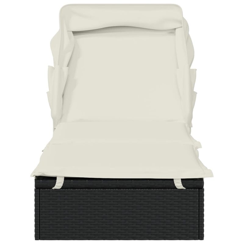 Casa si Gradina - Gradina si terasa - Mobilier exterior - Scaune si sezlonguri gradina - Sezlong cu acoperis pliabil, negru, 213x63x97 cm, poliratan - Infinity.ro