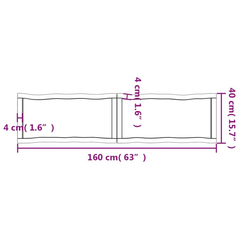 Casa si Gradina - Mobilier - Feronerie si accesorii mobila - Blat masa, 160x40x(2-4) cm, lemn tratat contur organic, maro deschis - Infinity.ro