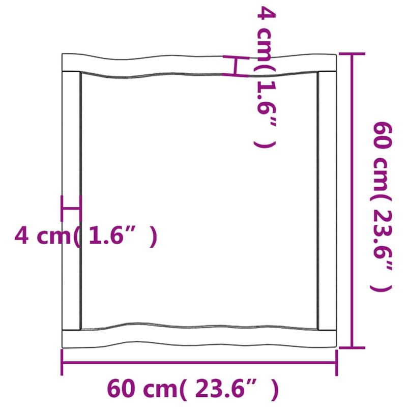 Casa si Gradina - Mobilier - Feronerie si accesorii mobila - Blat masa, 60x60x(2-6) cm, maro, lemn tratat contur organic - Infinity.ro