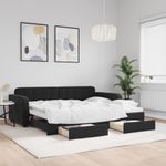 Casa si Gradina - Mobilier - Paturi si accesorii - Paturi - Pat de zi cu extensie si sertare, negru, 90x200 cm, catifea - Infinity.ro