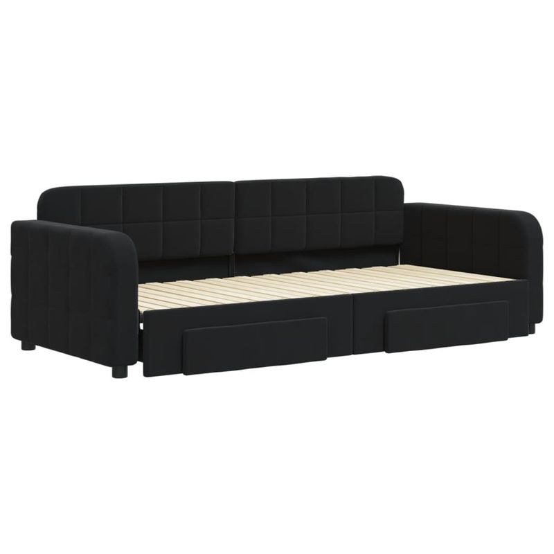 Casa si Gradina - Mobilier - Paturi si accesorii - Paturi - Pat de zi cu extensie si sertare, negru, 90x200 cm, catifea - Infinity.ro