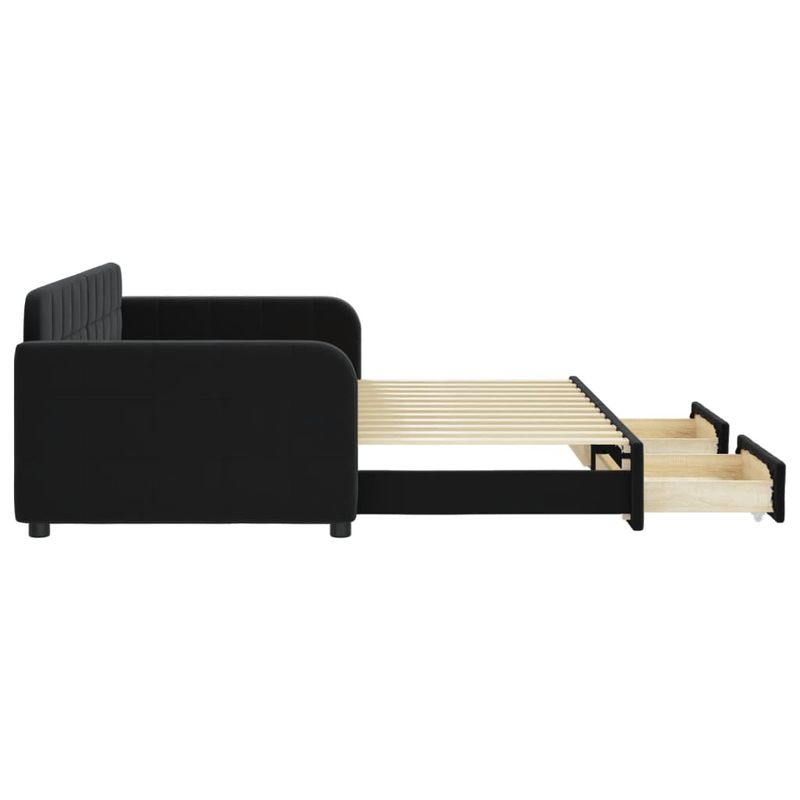 Casa si Gradina - Mobilier - Paturi si accesorii - Paturi - Pat de zi cu extensie si sertare, negru, 90x200 cm, catifea - Infinity.ro