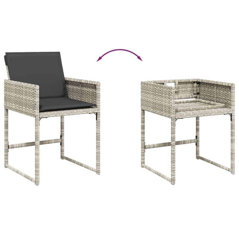 Casa si Gradina - Gradina si terasa - Mobilier exterior - Scaune si sezlonguri gradina - Fotolii de gradina cu perne, 4 buc., gri deschis, poliratan - Infinity.ro