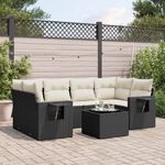 Casa si Gradina - Gradina si terasa - Mobilier exterior - Seturi mobila gradina - Set canapele de gradina cu perne, 7 piese, negru, poliratan - Infinity.ro