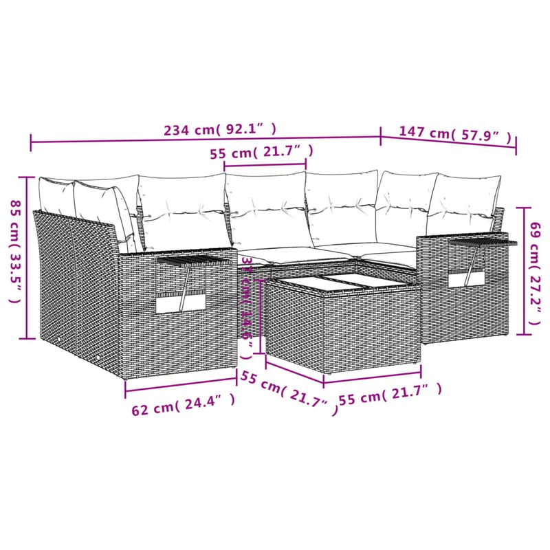 Casa si Gradina - Gradina si terasa - Mobilier exterior - Seturi mobila gradina - Set canapele de gradina cu perne, 7 piese, negru, poliratan - Infinity.ro