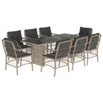 Casa si Gradina - Gradina si terasa - Mobilier exterior - Seturi mobila gradina - Set mobilier gradina cu perne, 9 piese, gri deschis, poliratan - Infinity.ro