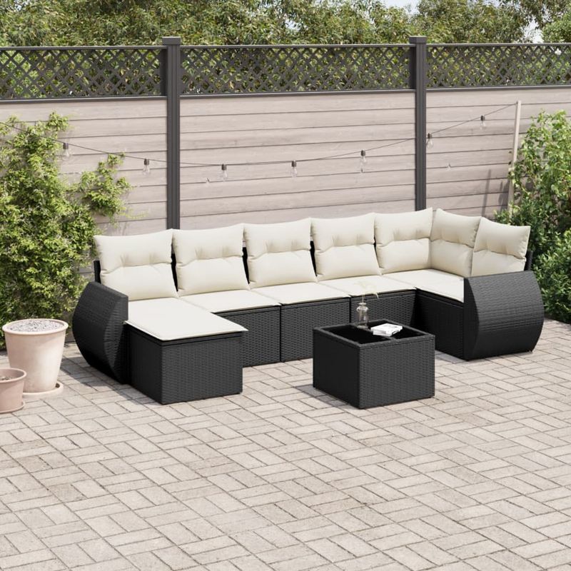 Casa si Gradina - Gradina si terasa - Mobilier exterior - Seturi mobila gradina - Set canapele de gradina cu perne, 7 piese, negru, poliratan - Infinity.ro