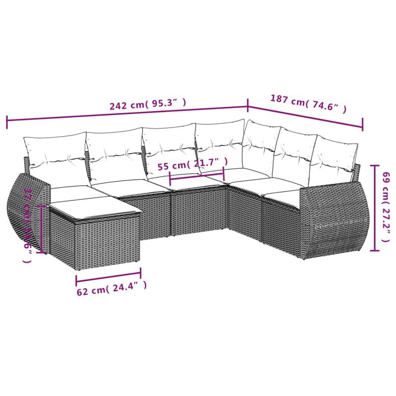 Casa si Gradina - Gradina si terasa - Mobilier exterior - Seturi mobila gradina - Set canapele de gradina cu perne, 7 piese, negru, poliratan - Infinity.ro
