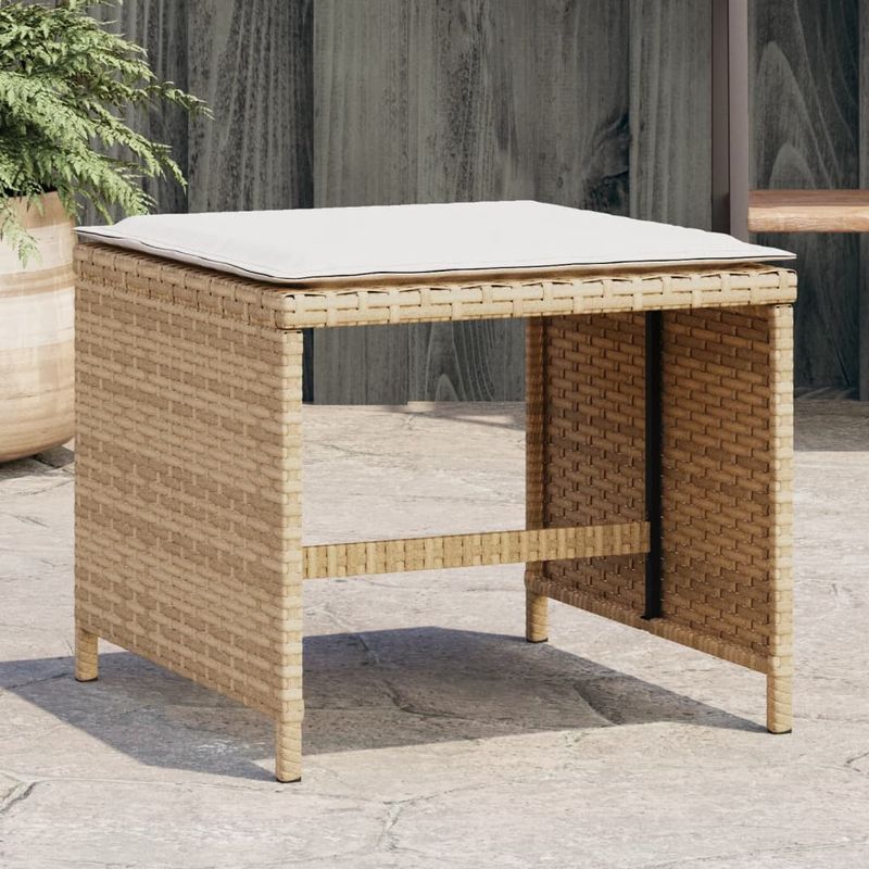 Casa si Gradina - Gradina si terasa - Mobilier exterior - Scaune si sezlonguri gradina - Scaune de gradina cu perne, 4 buc., bej, 41x41x36 cm, poliratan - Infinity.ro