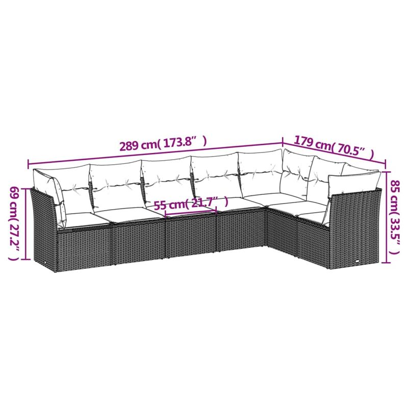 Casa si Gradina - Gradina si terasa - Mobilier exterior - Seturi mobila gradina - Set canapele de gradina cu perne, 7 piese, maro, poliratan - Infinity.ro