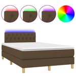 Casa si Gradina - Mobilier - Paturi si accesorii - Paturi - Pat cu arcuri, saltea si LED, maro inchis, 120x190 cm, textil - Infinity.ro
