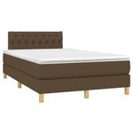 Casa si Gradina - Mobilier - Paturi si accesorii - Paturi - Pat cu arcuri, saltea si LED, maro inchis, 120x190 cm, textil - Infinity.ro