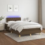Casa si Gradina - Mobilier - Paturi si accesorii - Paturi - Pat cu arcuri, saltea si LED, maro inchis, 120x190 cm, textil - Infinity.ro