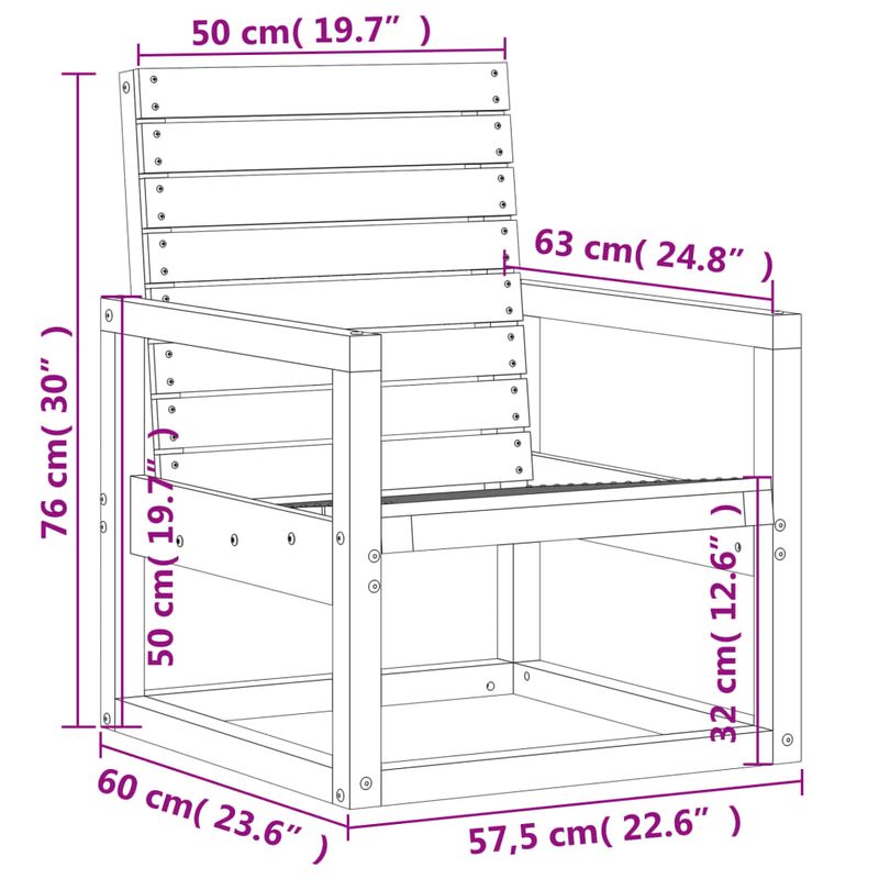 Casa si Gradina - Gradina si terasa - Mobilier exterior - Scaune si sezlonguri gradina - Scaun de gradina, alb, 57,5x63x76 cm, lemn masiv de pin - Infinity.ro