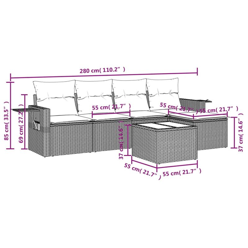 Casa si Gradina - Gradina si terasa - Mobilier exterior - Seturi mobila gradina - Set mobilier de gradina cu perne, 6 piese, negru, poliratan - Infinity.ro