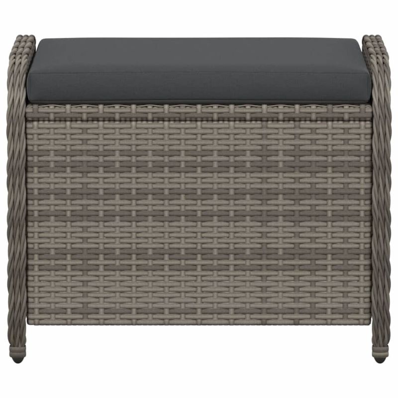 Casa si Gradina - Gradina si terasa - Mobilier exterior - Scaune si sezlonguri gradina - Taburet de gradina cu perna, gri, 58x46x46 cm, poliratan - Infinity.ro