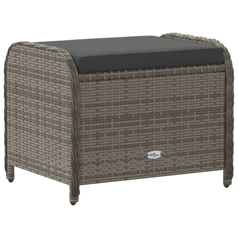 Casa si Gradina - Gradina si terasa - Mobilier exterior - Scaune si sezlonguri gradina - Taburet de gradina cu perna, gri, 58x46x46 cm, poliratan - Infinity.ro
