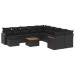 Casa si Gradina - Gradina si terasa - Mobilier exterior - Seturi mobila gradina - Set canapele de gradina, 12 piese, cu perne, negru, poliratan - Infinity.ro