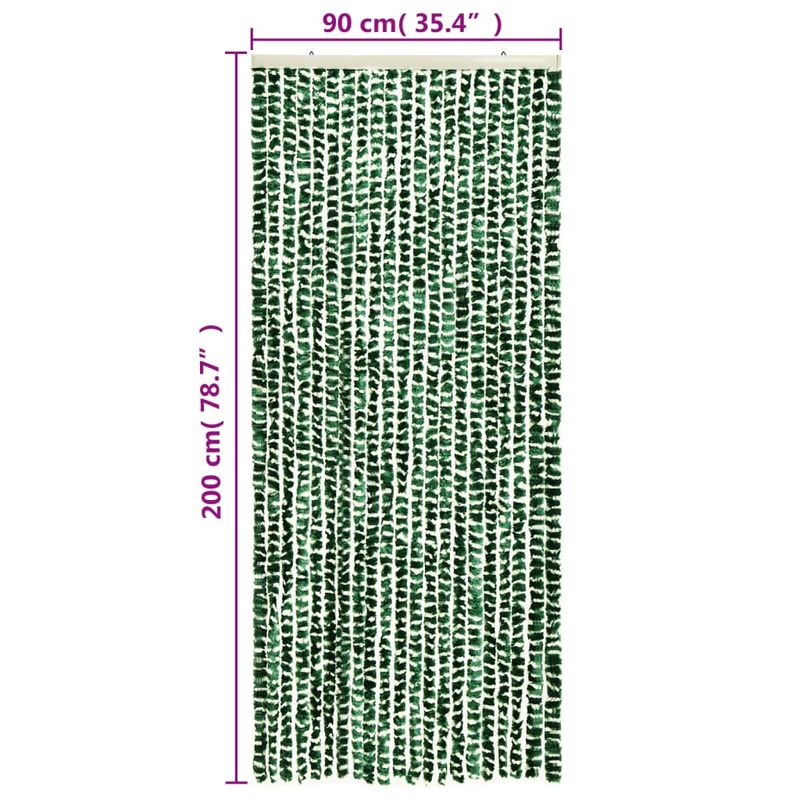 Casa si Gradina - Textile si covoare - Perdele si draperii - Perdele - Perdea pentru insecte, verde si alb, 90x200 cm, chenille - Infinity.ro