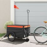 Sport si Outdoor - Ciclism - Accesorii pentru biciclete - Remorci biciclete - Remorca pentru biciclete, negru și portocaliu, 45 kg, fier, mărime 137x68x59 cm - Infinity.ro