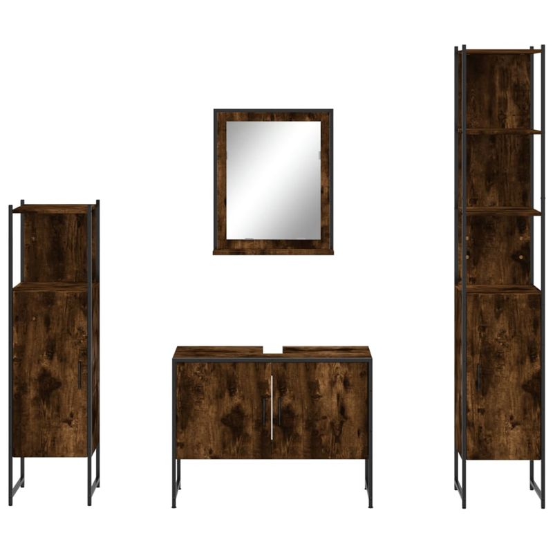 Casa si Gradina - Mobilier - Seturi de mobilier - Seturi baie - Set dulapuri de baie, 4 piese, stejar afumat, lemn prelucrat - Infinity.ro