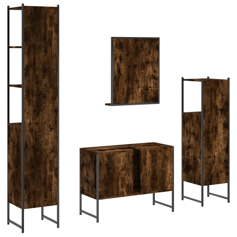 Casa si Gradina - Mobilier - Seturi de mobilier - Seturi baie - Set dulapuri de baie, 4 piese, stejar afumat, lemn prelucrat - Infinity.ro