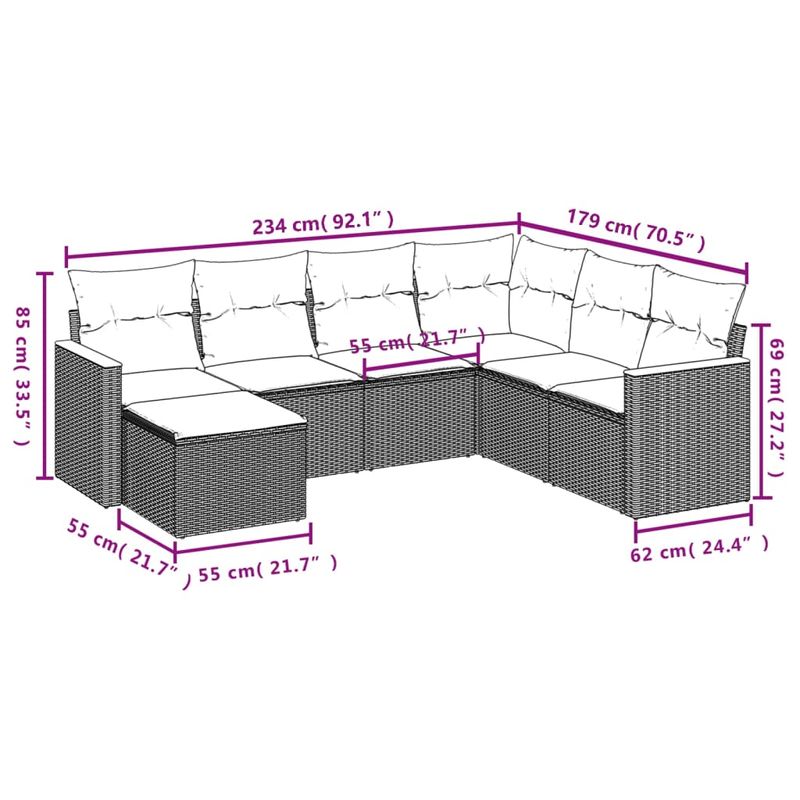 Casa si Gradina - Gradina si terasa - Mobilier exterior - Seturi mobila gradina - Set canapele de gradina cu perne, 7 piese, negru, poliratan - Infinity.ro
