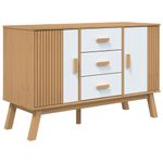 Casa si Gradina - Mobilier - Comode si corpuri - Comode - Servanta "OLDEN", alb si maro, 114x43x73,5 cm, lemn masiv pin - Infinity.ro