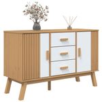 Casa si Gradina - Mobilier - Comode si corpuri - Comode - Servanta "OLDEN", alb si maro, 114x43x73,5 cm, lemn masiv pin - Infinity.ro