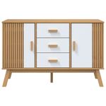 Casa si Gradina - Mobilier - Comode si corpuri - Comode - Servanta "OLDEN", alb si maro, 114x43x73,5 cm, lemn masiv pin - Infinity.ro